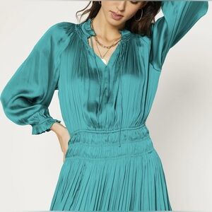 Anthropologie Current Air Turquoise Dress Size S Long Sleeve Boho Bohemian